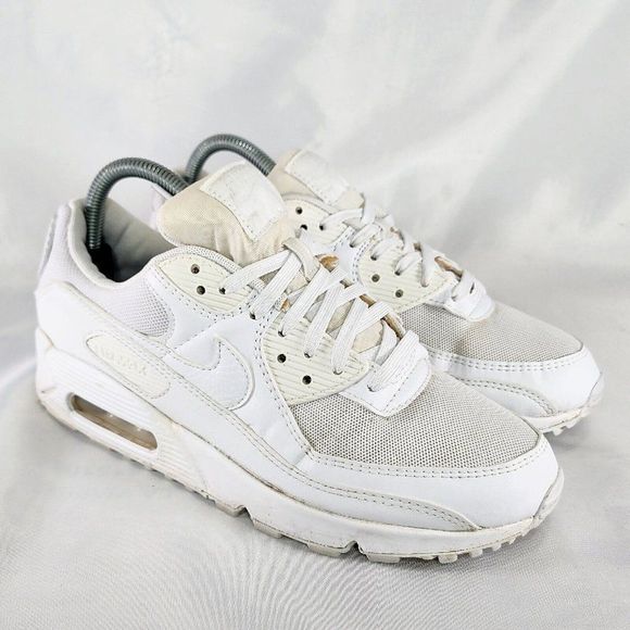 Nike Air Max 90 Triple White OG Shoes DH8010-100 Clean 2021‎ Rare Women Size 8.5 - Picture 1 of 9